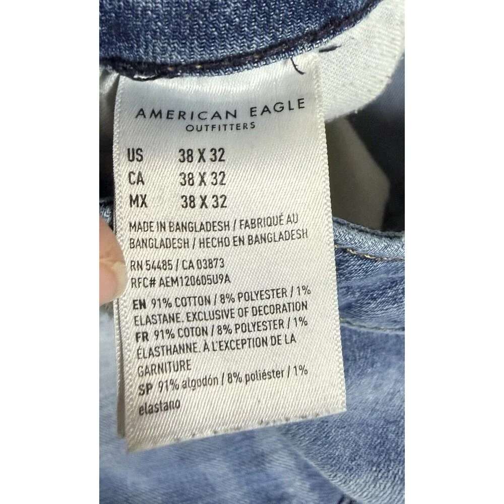 American Eagle Outfitters Airflex+ Straight Men's Jeans Blue Denim, 38 x 32
